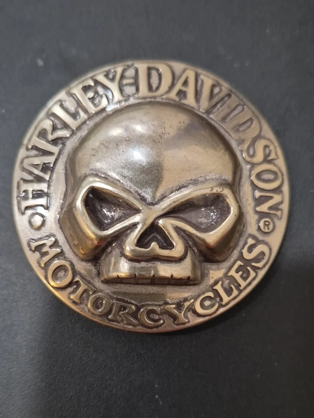 Harley-Davidson Silver Skull Round Metal Badge